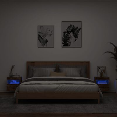 vidaXL TV-Wandschränke mit LED-Leuchten 2 Stk. Räuchereiche 40x30x40cm