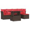 vidaXL 6-teiliges Gartensofa-Set mit Kissen, braun, Polyrattan