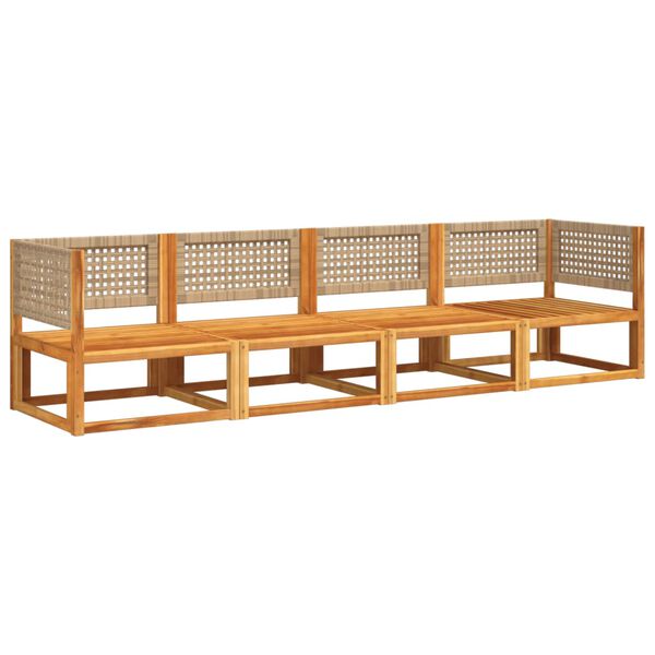 vidaXL 4-tlg. Gartensofa-Set mit Kissen Holz Akazie & Rattan