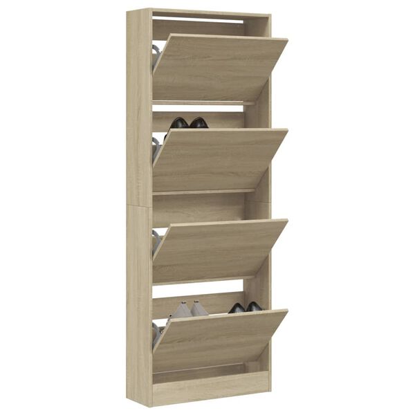 vidaXL Schuhschrank Sonoma-Eiche 60x21x163,5 cm Holzwerkstoff