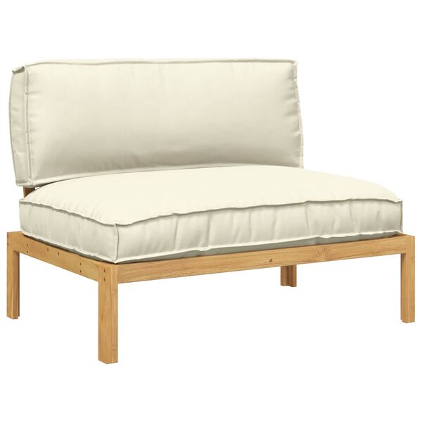 vidaXL Sofa Set mit Kissen Creme 120 x 92 x 69 cm Massivholz Akazie