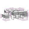 vidaXL 11-tlg. Garten-Essgruppe mit Kissen Grau Poly Rattan