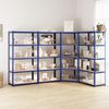 vidaXL Regale mit 5 B&ouml;den 4 Stk. Blau Stahl & Holzwerkstoff