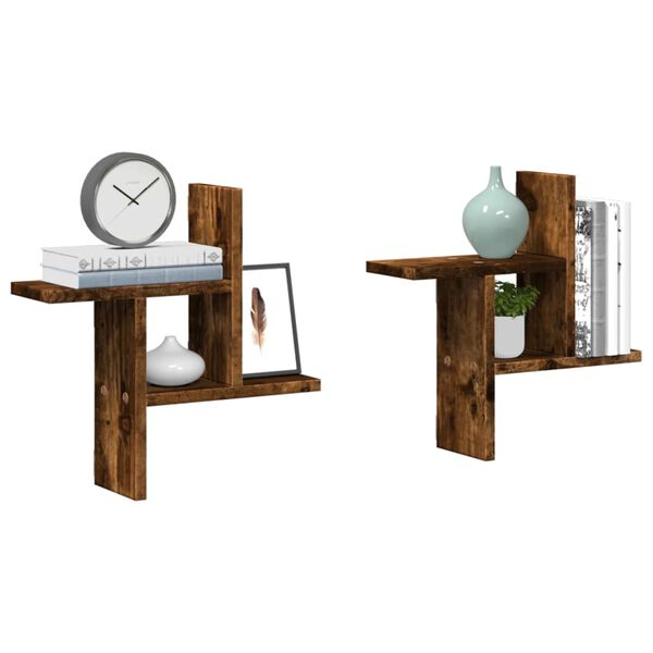 vidaXL Wandregale 2 Stk. R&auml;uchereiche 38x12x38 cm Holzwerkstoff