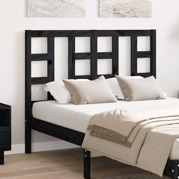 vidaXL Kopfteil Schwarz 126x4x100 cm Massivholz Kiefer
