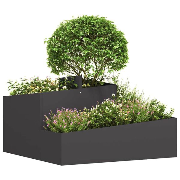 vidaXL Garten-Pflanzgef&auml;&szlig; Schwarz 80 x 80 x 50 cm Kaltgewalzter Stahl