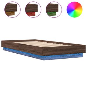 vidaXL Bettgestell mit LED Braun Eiche-Optik 100x200 cm