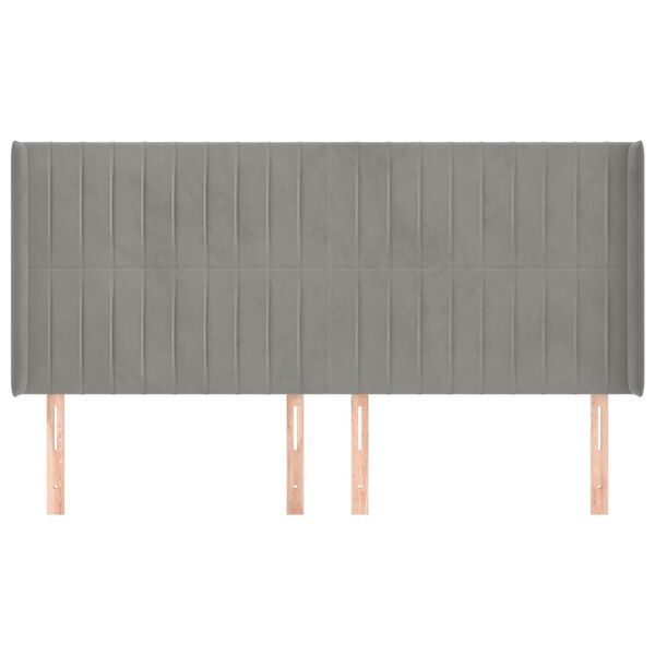 vidaXL Kopfteil mit Ohren Hellgrau 183x16x118/128 cm Samt