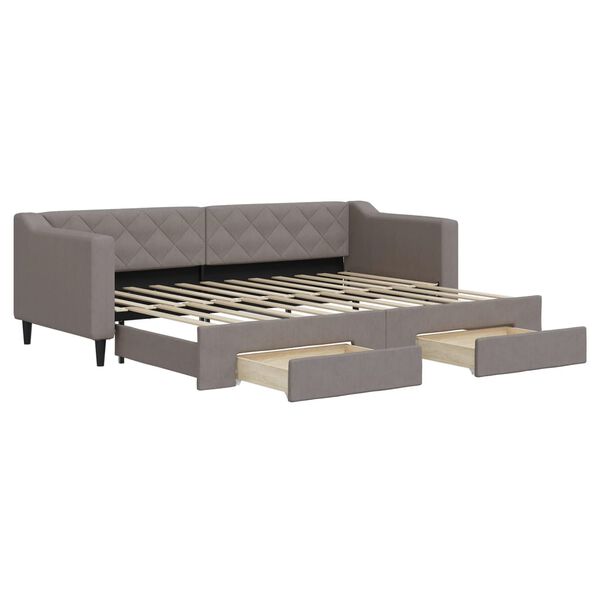 vidaXL Tagesbett Ausziehbar mit Schubladen Taupe 80x200 cm Stoff