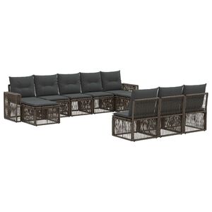 vidaXL Gartensofa-set 10 stk. Grau und Dunkelgrau Poly-Rattan