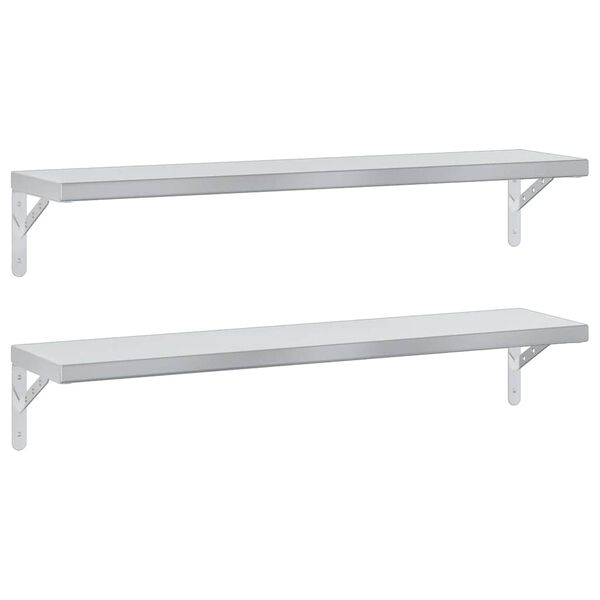 vidaXL Wandregale 2 Stk. 100x23,5 cm Silbern Edelstahl