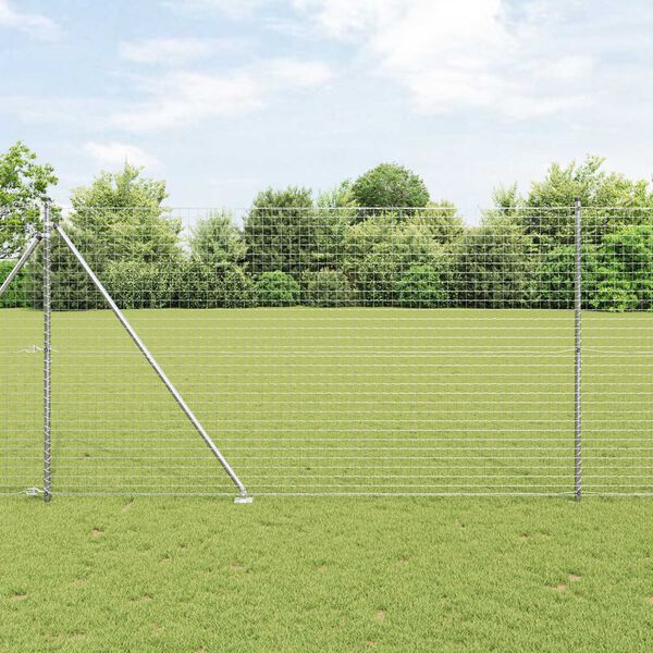 vidaXL Zaun mit Pfosten Silber 1,5 x 10 m Stahl
