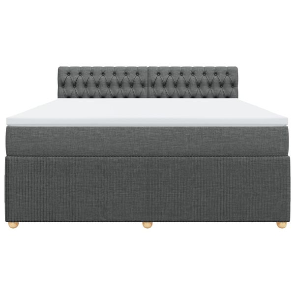 vidaXL Boxspringbett mit Matratze Dunkelgrau 180x200 cm Stoff