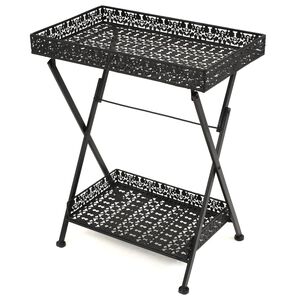 vidaXL Beistelltisch Klappbar Vintage Metall 58 x 35 x 72 cm Schwarz