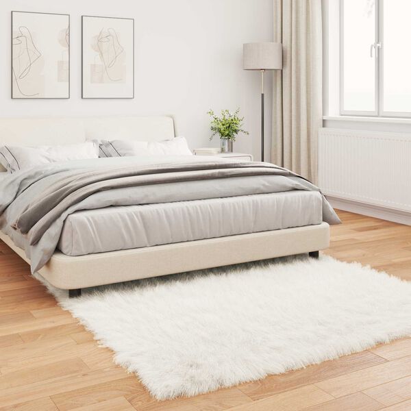 vidaXL Kunstschaffell Teppich Tafalla Wei&szlig; 160 x 160 cm Polyester