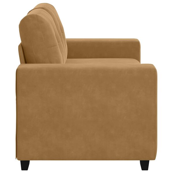 vidaXL | Zweisitzer-Sofa | mit Kissen Braun Samt