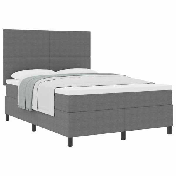 vidaXL Boxspringbett Hellgrau und Wei&szlig; 203 x 144 x 128 cm Cordstoff