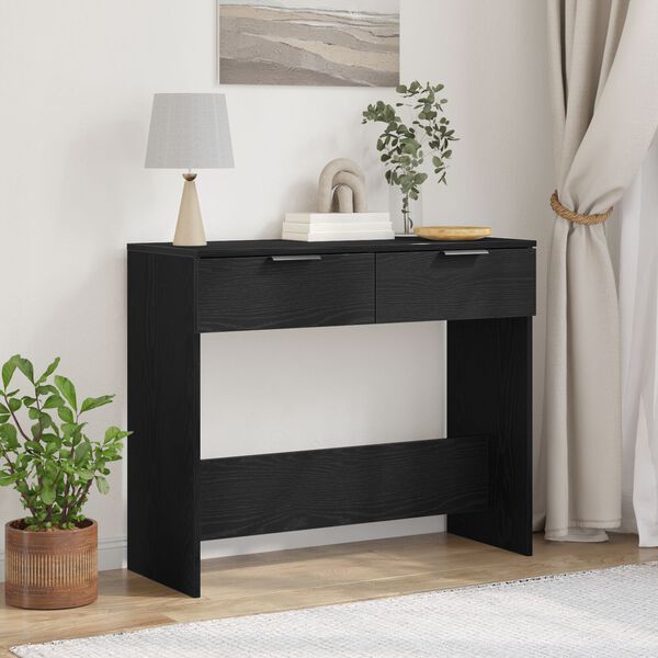 vidaXL Konsolentisch mit Speicher Schwarz Eichen-Optik 30 x 36 x 75 cm