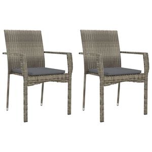 vidaXL Gartenst&uuml;hle mit Kissen 2 Stk. Poly Rattan Grau