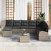 vidaXL Garten-Sofa-Set mit Kissen 9 pcs Grau Poly Rattan