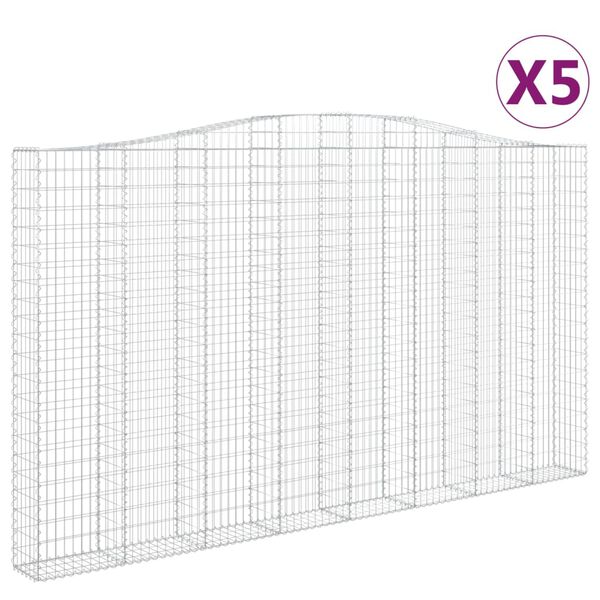 vidaXL Gabionen mit Hochbogen 5 Stk. 400x30x220/240cm Verzinktes Eisen