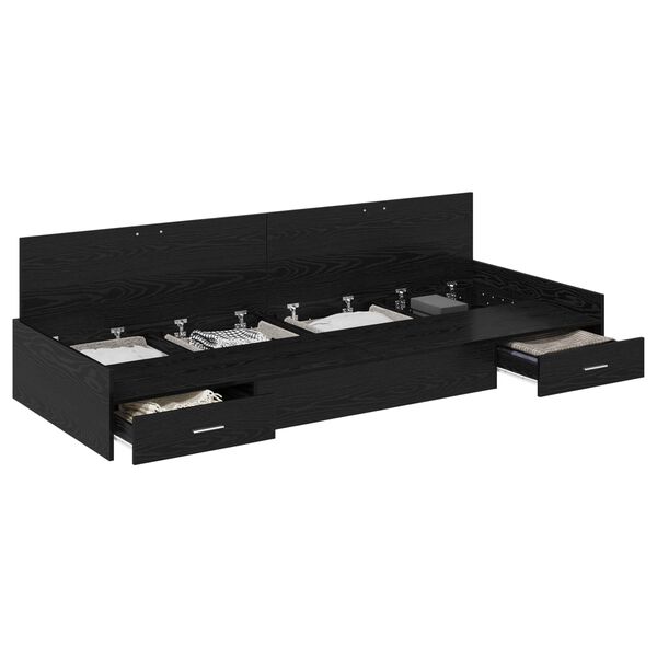 vidaXL Bettrahmen Schwarz Eichen-Optik 70 x 190 cm Holzwerkstoff