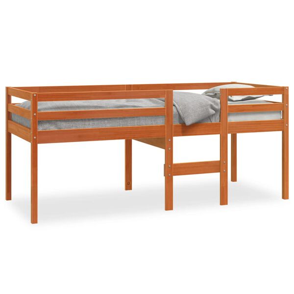vidaXL Hochbett Wachsbraun 90x190 cm Massivholz Kiefer