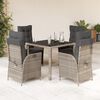 vidaXL 5-tlg. Garten-Essgruppe mit Kissen Grau Poly Rattan