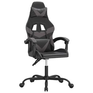 vidaXL Gaming-Stuhl Drehbar Schwarz und Grau Kunstleder