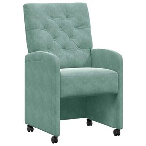 vidaXL Esszimmerst&uuml;hle mit Rollen 2 stk. Samt Meergr&uuml;n 58 x 67 x 97 cm