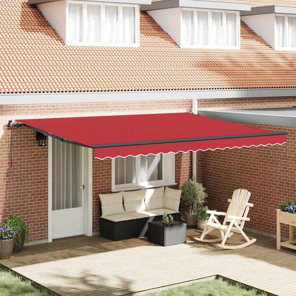 vidaXL Einziehbare Markise Rot 450 x 350 cm Polyester und Stahl