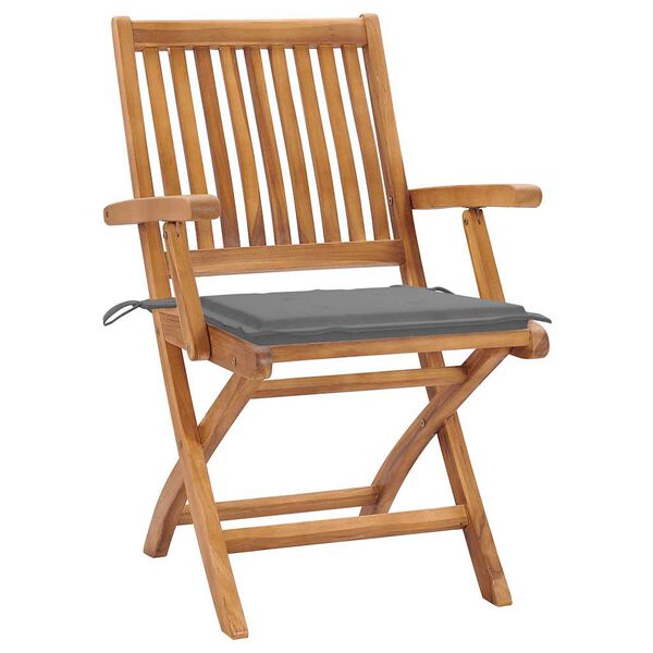 vidaXL Klappbare Gartenst&uuml;hle mit Kissen 8 Stk. Massivholz Teak