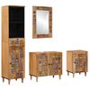 vidaXL Badezimmerm&ouml;bel-Set mit Schubladen 4 pcs Natur Massivholz Mango
