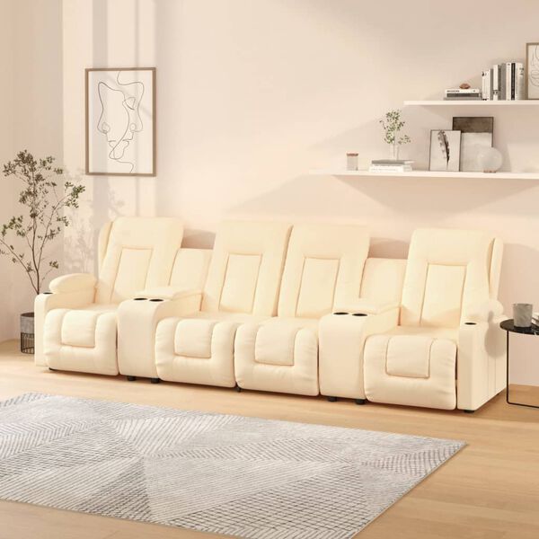 vidaXL 4-Sitzer Massagesessel mit Getr&auml;nkehalter Creme Kunstleder