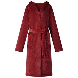vidaXL Bademantel Hoodie Bordeauxrot XXXL Flanell