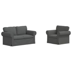 vidaXL Sofa Set 2 stk. Dunkelgrau Stoff