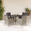 vidaXL 5-tlg. Garten-Essgruppe mit Kissen Hellgrau Poly Rattan