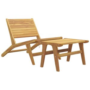 vidaXL Gartenstuhl mit Fu&szlig;st&uuml;tze Massivholz Teak