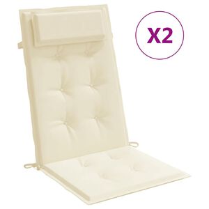 vidaXL Hochlehner-Auflagen 2 Stk. Creme Oxford-Gewebe