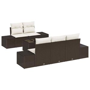 vidaXL Gartensofa-set mit Kissen 6 pcs Braun und Creme Poly-Rattan