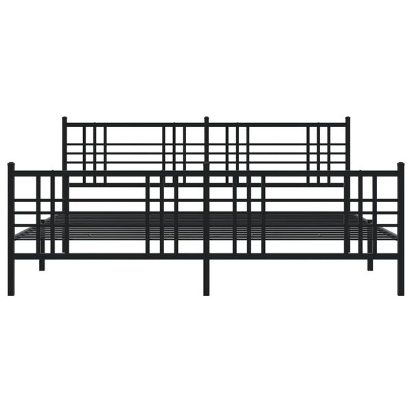 vidaXL Bettgestell mit Kopf- und Fu&szlig;teil Metall Schwarz 183x213 cm