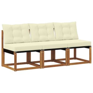 vidaXL 3 stk. Outdoor Mittelsofa Massivholz Akazie und Textilene Stoff