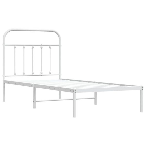 vidaXL Bettgestell mit Kopfteil Metall Wei&szlig; 90x190 cm