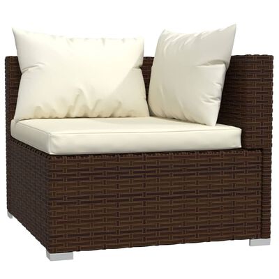 vidaXL 11-tlg. Garten-Lounge-Set mit Kissen Braun Poly Rattan