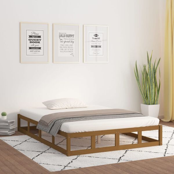 vidaXL Massivholzbett Honigbraun 120x200 cm