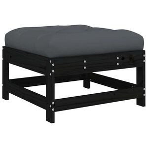 vidaXL Gartenhocker mit Kissen Schwarz Massivholz Kiefer