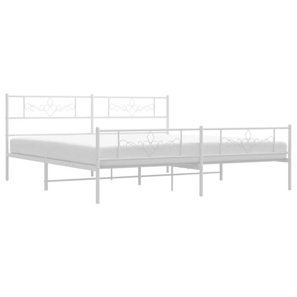vidaXL Bettgestell mit Kopf- und Fu&szlig;teil Metall Wei&szlig; 180x200 cm