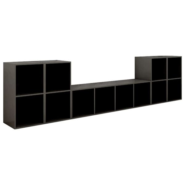vidaXL 5-tlg. TV-Schrank-Set Hochglanz-Grau Holzwerkstoff