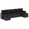 vidaXL 7-tlg. Garten-Sofagarnitur mit Kissen Schwarz Poly Rattan