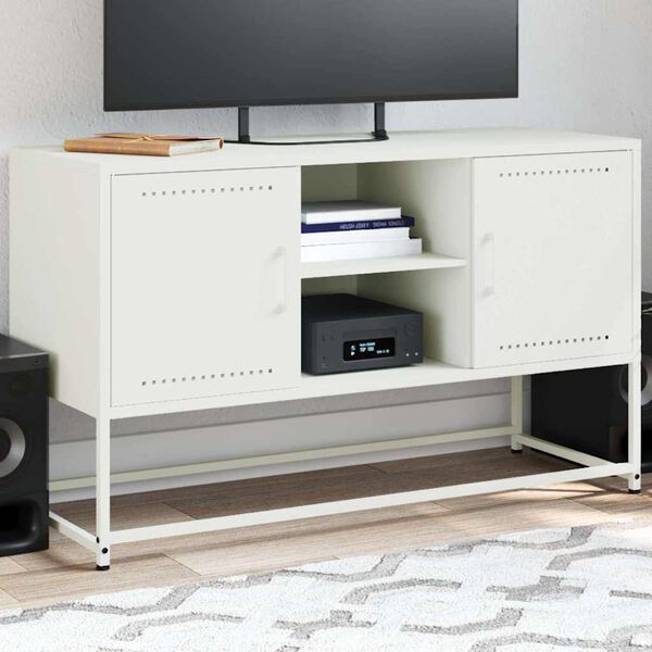 vidaXL TV-Schrank Wei&szlig; 100,5x39x60,5 cm Stahl